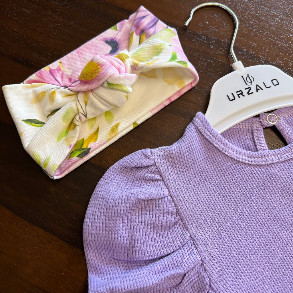 Purple Flower Baby Set