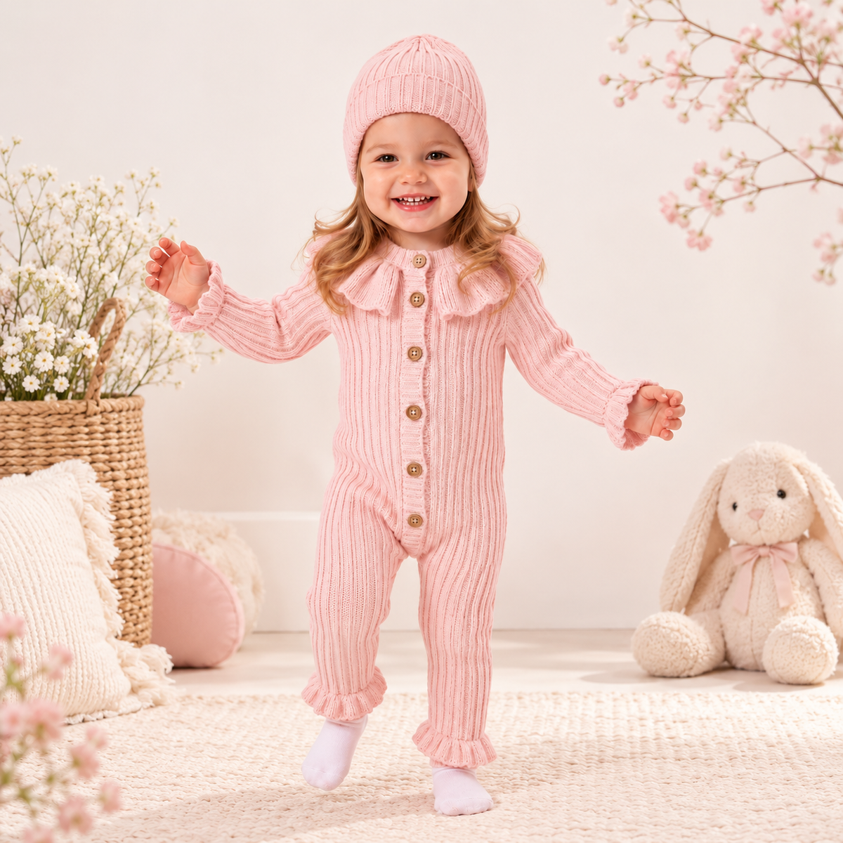 Baby pink Fleece Overall