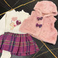 Dress with faux fur vest