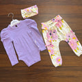 Purple Flower Baby Set