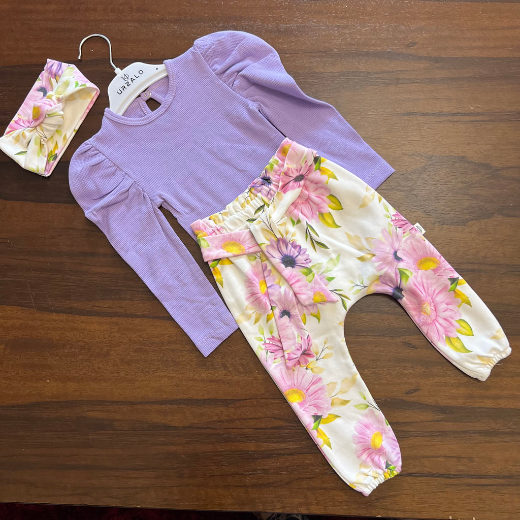 Purple Flower Baby Set